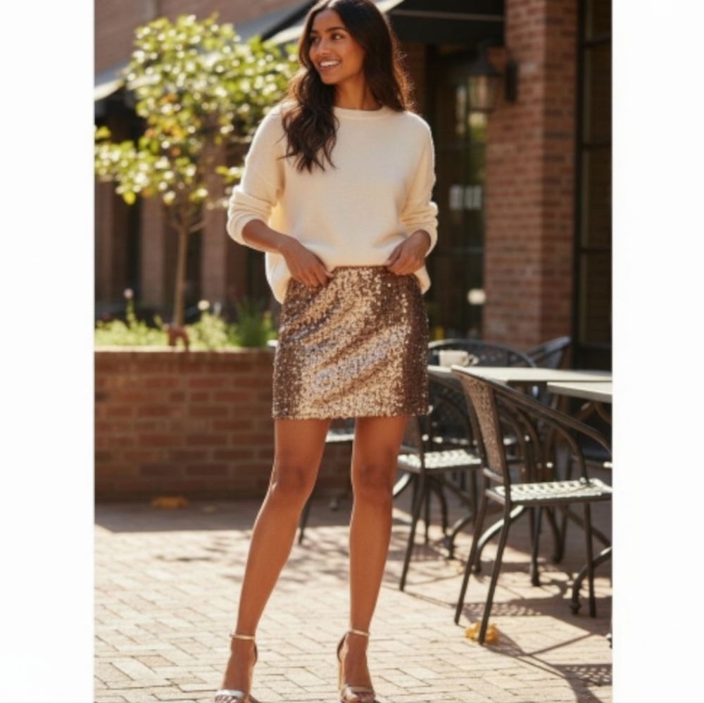 LC Lauren Conrad Sequined Mini Skirt Copper  Brown Size XS